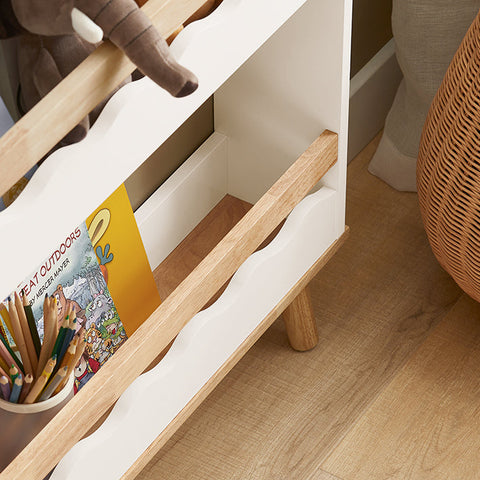 Rootz Children's Bookcase - Kid's Organizer - Kids' Magazine Holder - MDF & Rubber Wood - 75cm x 120cm x 15cm
