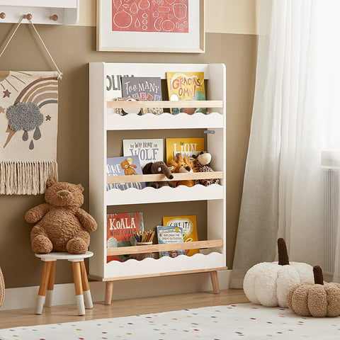 Rootz Children's Bookcase - Kid's Organizer - Kids' Magazine Holder - MDF & Rubber Wood - 75cm x 120cm x 15cm