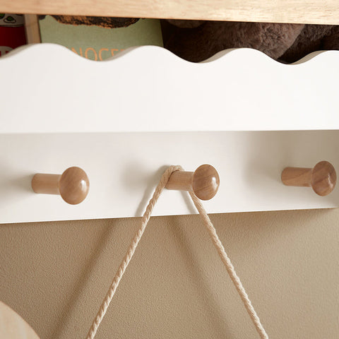 Rootz Children's Wall Coat Rack with Storage - Bookshelf - Wall Shelf - Space-Saving Design - Scratch Protection - Easy Assembly - 79cm x 36cm x 8cm