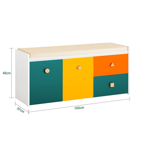 Rootz Toy Chest with Seat Cushion - Children's Bench - Storage Box with Wheels - MDF Construction - Easy Mobility - Versatile Storage - 100cm x 46cm x 37cm