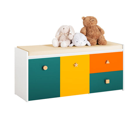 Rootz Toy Chest with Seat Cushion - Children's Bench - Storage Box with Wheels - MDF Construction - Easy Mobility - Versatile Storage - 100cm x 46cm x 37cm