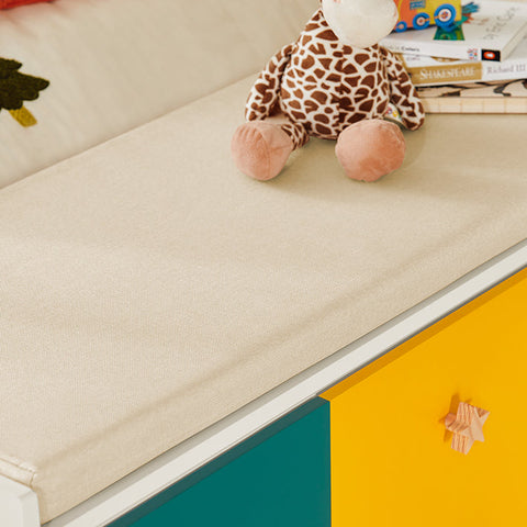 Rootz Toy Chest with Seat Cushion - Children's Bench - Storage Box with Wheels - MDF Construction - Easy Mobility - Versatile Storage - 100cm x 46cm x 37cm