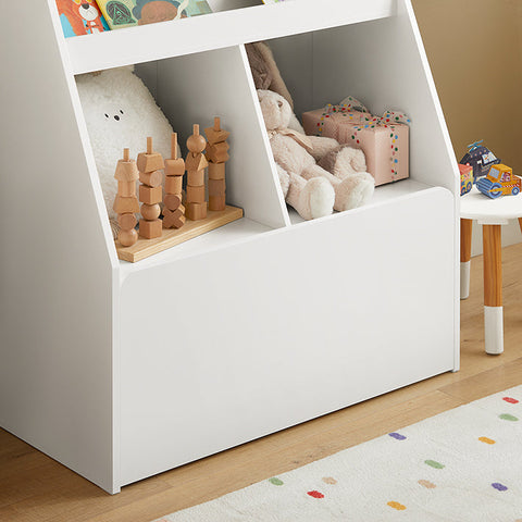 Rootz Mobiele kinderboekenplank met speelgoedkist - Opbergrek - Kinderorganizer - MDF-constructie - Veiligheidsmuurbevestiging - Eenvoudige montage - 76 cm x 100 cm x 40 cm