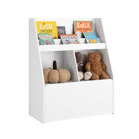 Rootz Mobiele kinderboekenplank met speelgoedkist - Opbergrek - Kinderorganizer - MDF-constructie - Veiligheidsmuurbevestiging - Eenvoudige montage - 76 cm x 100 cm x 40 cm