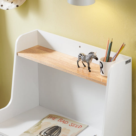 Rootz Children's Bookshelf - Storage Rack - Toy Organizer - Adjustable Shelves - Sturdy Rubber Wood Legs - Space-Saving Design - 60cm x 87cm x 35cm