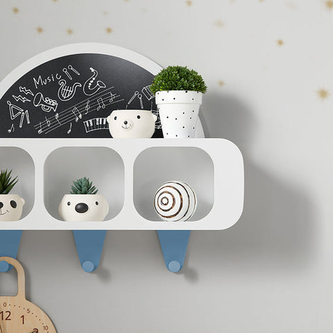 Rootz Children's Wardrobe with Creative Board - Kids' Shelf - Wall Coat Rack - Hanging Storage - Safe Rounded Corners - Easy Assembly - 60cm x 36cm x 20cm