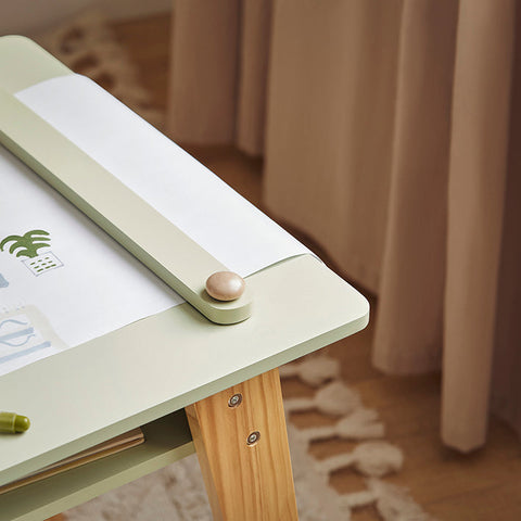 Rootz Kids Activity Table Set with 2 Stools - Study Desk - Craft Table - Space-Saving Design - Durable MDF & Pine Construction - Includes Paper Roll Holder - 80cm x 50cm x 48cm