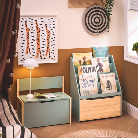 Rootz Children's Bookcase - Kids Storage Organizer - Toy Chest with Wheels - Easy Reach Design - 62x80x30cm