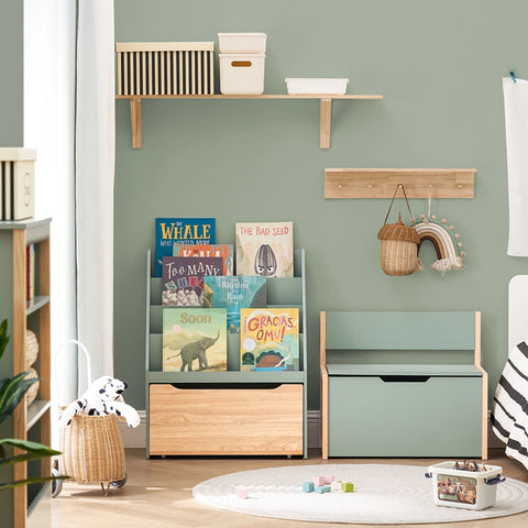 Rootz Children's Bookcase - Kids Storage Organizer - Toy Chest with Wheels - Easy Reach Design - 62x80x30cm