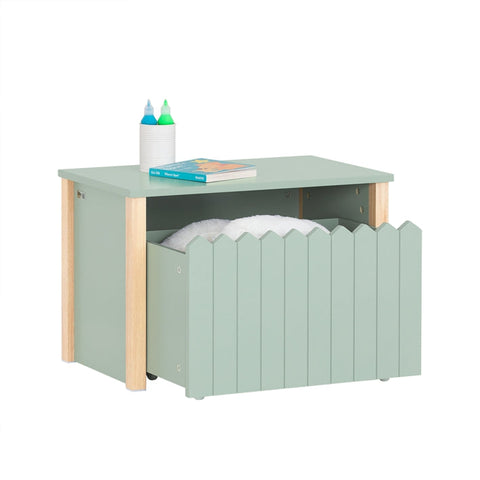 Rootz Kids Storage Ottoman - Toy Chest - Organizer Box - Hidden Storage & Wheels - MDF & Rubber Wood - 60x34x41cm