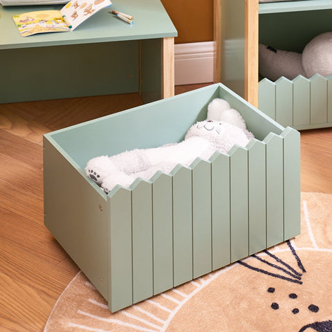 Rootz Kids Storage Ottoman - Toy Chest - Organizer Box - Hidden Storage & Wheels - MDF & Rubber Wood - 60x34x41cm