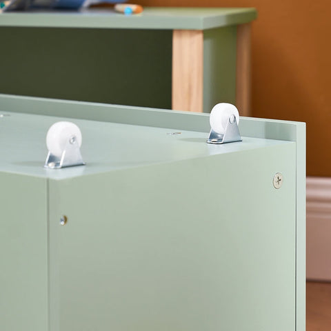 Rootz Kids Storage Ottoman - Toy Chest - Organizer Box - Hidden Storage & Wheels - MDF & Rubber Wood - 60x34x41cm