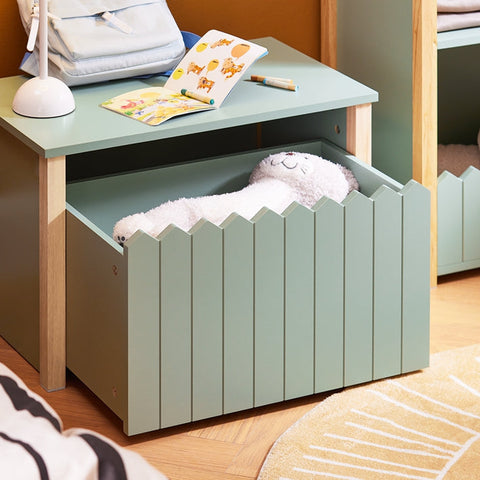 Rootz Kids Storage Ottoman - Toy Chest - Organizer Box - Hidden Storage & Wheels - MDF & Rubber Wood - 60x34x41cm