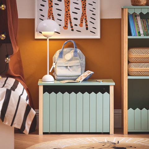 Rootz Kids Storage Ottoman - Toy Chest - Organizer Box - Hidden Storage & Wheels - MDF & Rubber Wood - 60x34x41cm