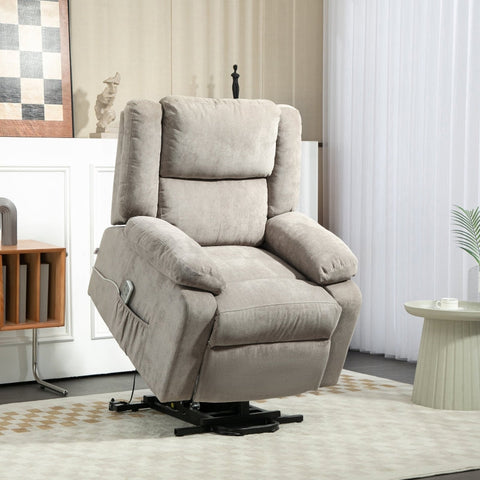 Rootz Electric Reclining Chair - Lift Chair - Zero Gravity Senior Chair - Stand-Up Aid - Mobility Assistance - Light Gray - Plush - 91cm x 93cm x 105cm