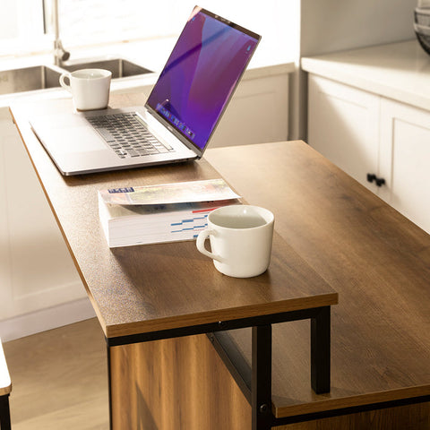 Rootz Kitchen Trolley with Worktop - Kitchen Island - Mobile Kitchen Cabinet - Adjustable Shelves - Versatile Storage - Durable PB(E1) and Metal - 113cm x 106cm x 69cm