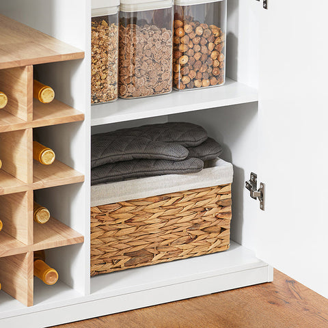 Rootz Kitchen Island - Bar Table - Sideboard - Expandable Design - Wine Storage - Glass Holders - Rubberwood Top - 105cm x 105cm x 60cm