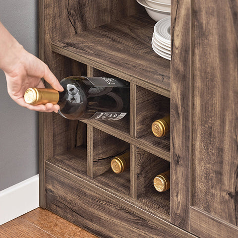 Rootz Kitchen Island - Bar Table - Wine Storage - Extra Workspace - 110x90x50cm - MDF & Rubber Wood