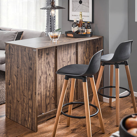 Rootz Kitchen Island - Bar Table - Wine Storage - Extra Workspace - 110x90x50cm - MDF & Rubber Wood