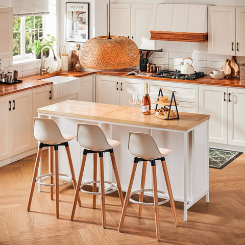 Rootz Kitchen Island Storage Cabinet - Dining Buffet - Display Stand - MDF - Metal Frame - Rubberwood Table Top - 170cm x 89cm x 60cm