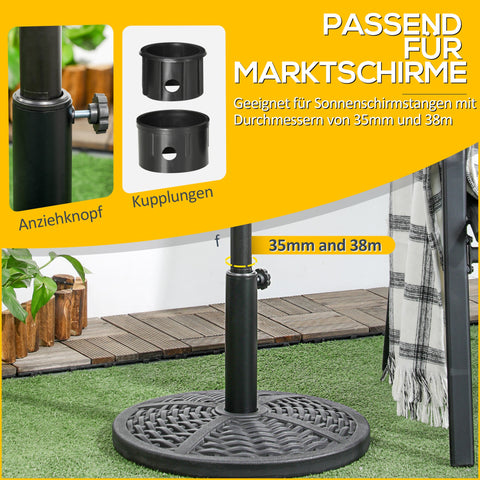 Rootz Concrete Parasol Stand - Umbrella Stand - Garden Parasol Base - Optimal Stability - Ø45cm x 33h cm