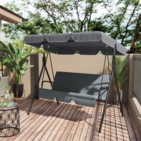 Rootz Hollywood Swings - Replacement Roof - Garden Swing - Swing Canopy - UV50+ Protection - Protection Rain - 200g/m² Polyester - Dark Gray - 192W x 144D cm