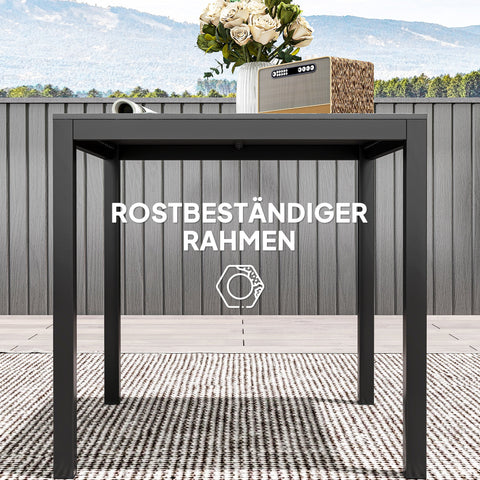 Rootz Garden Table - Buffet Table - Camping Table - Weatherproof - Aluminum - Black - 73cm x 73cm x 72cm