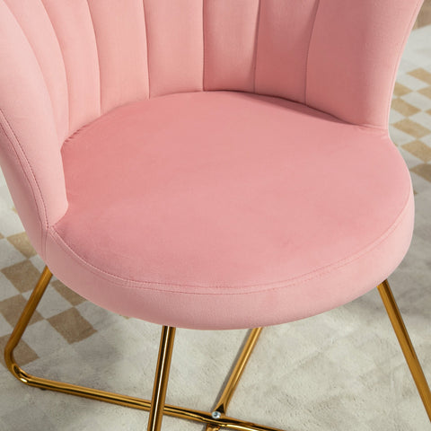 Rootz Mussle Chair - Hair Chair - Living Room Armchair - Comfort & Elegance - 69 x 64 x 80 cm - Pink Velvet, Steel Legs