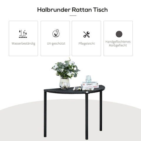 Rootz Balkontafel - Tuinbijzettafel - Buitenterrastafel - Weerbestendig polyrotan - Stevige metalen poten - Compact ontwerp - 100 cm x 50 cm x 74 cm