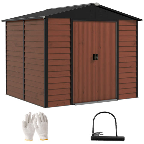 Rootz Metal Tool Shed - Garden Storage - Lockable Toolshed - Weatherproof & Rustproof - 240cm x 206cm x 198cm