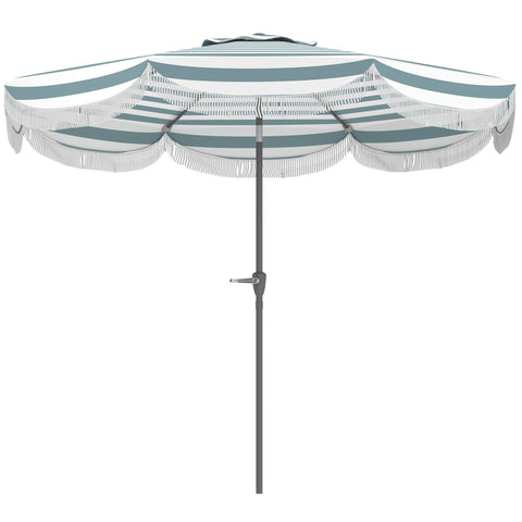 Rootz Garden Parasol 2.69m - Outdoor Umbrella - Tiltable Sunshade - UPF 30+ Protection - Ø 2.69 x 2.38m - Light Blue & White