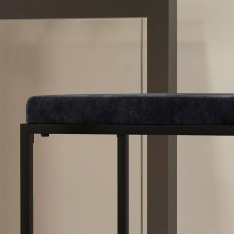 Rootz Set of 2 Velvet Bar Stools - High Chairs - Kitchen Stools - Comfortable Footrest - 42W x 40D x 91H cm - Black