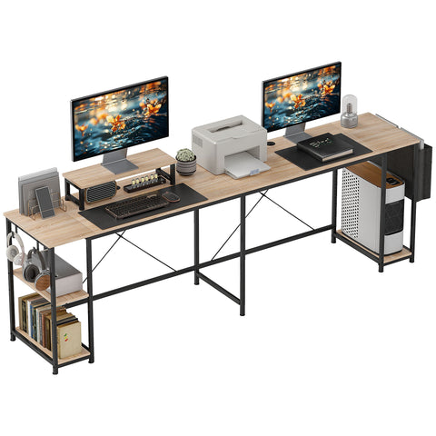 Rootz Modular Reversible Corner Desk - L-Shaped Desk - Industrial Style Desk - Ergonomic Screen Stand - 168-240cm x 48cm x 90cm
