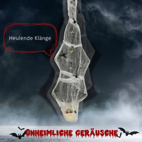 Rootz Halloween Mummy Decoration - Spooky Figure - Haunted Decor - Motion Sensor - LED Lights - Sound Effects - 44cm x 14cm x 170cm