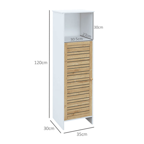 Rootz Bathroom Cabinet - White Storage Unit - Organizer - Ventilated Design - 35 x 30 x 120 cm