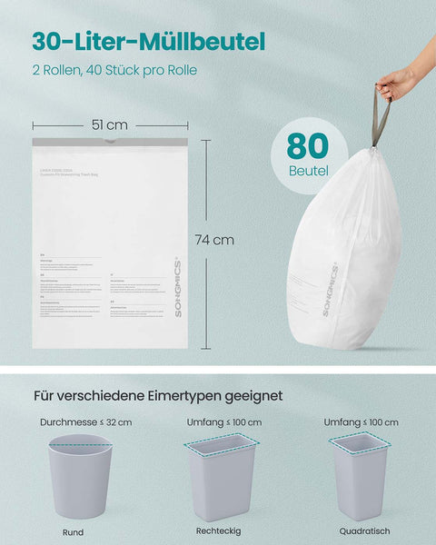 Rootz 30L Garbage Bags - Trash Bag - Rubbish Sacks - High Durability - 51cm x 74cm