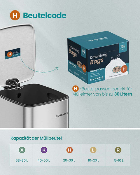 Rootz 30 L Garbage Bag - Trash Bag - Rubbish Bag - Pull Tape for Easy Closure - 51cm x 74cm