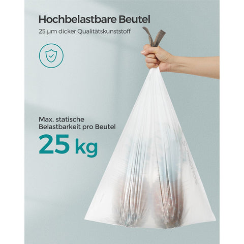 Rootz 2 Pack White Plastic Drawstring Bags - Trash Bags - Garbage Bags - 50 Liter Capacity - 25μm Thick Polyethylene - 59cm x 74cm - Max Load 25kg - Pack of 80 Bags