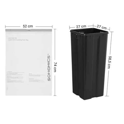 Rootz Garbage Bags 60L - Trash Bags - Waste Liners - Tear-Resistant HDPE - 52cm x 74cm