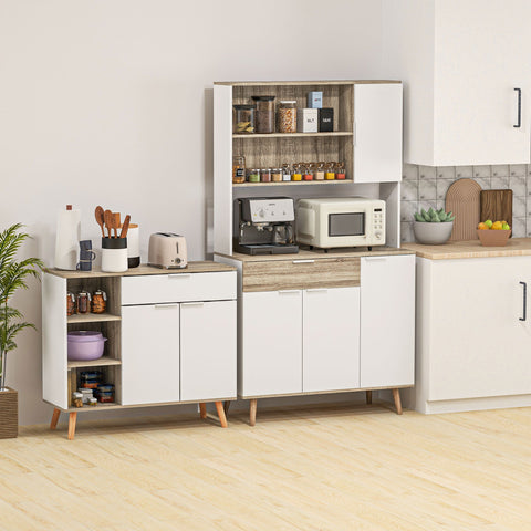 Rootz Kitchen Cabinet Storage Furniture - Home Organizer - Scandinavian Design - 98 x 39 x 180 cm - Elegant Modern Look