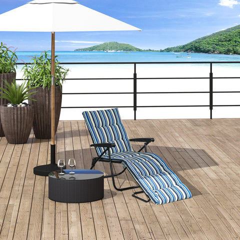 Rootz Sun Lounger Foldable Deck Chair - Beach Chair - Outdoor Recliner - 6-Position Comfort - 153cm x 58.5cm x 89cm