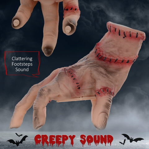 Rootz Halloween Animated Decoration - Scary Hand - Moving Figure - Clattering Footsteps - Indoor/Outdoor - No Assembly - 15cm x 18cm x 21cm