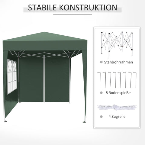 Rootz 2x2m Folding Gazebo - Pavilion - Beer Tent - Quick Setup - UV Protection - High Stability - 2L x 2W x 2.4H m - Steel & Oxford Fabric