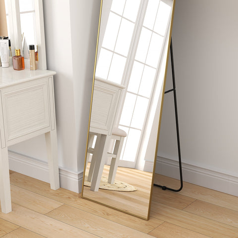 Rootz Full-Body Mirror - Standing Mirror - Floor Mirror - Precise Reflections - 50x160cm Gold Frame