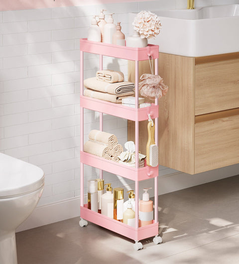 Rootz 4 Level Storage Shelf - Organizer - Niche Shelf - Space-Saving - 14.4 x 42 x 86 cm - Pink