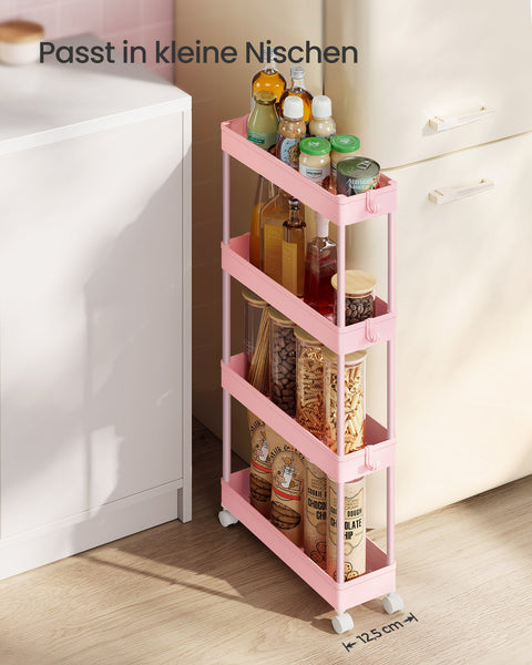 Rootz 4 Level Storage Shelf - Organizer - Niche Shelf - Space-Saving - 14.4 x 42 x 86 cm - Pink