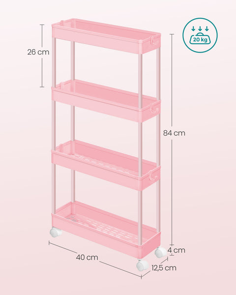 Rootz 4 Level Storage Shelf - Organizer - Niche Shelf - Space-Saving - 14.4 x 42 x 86 cm - Pink
