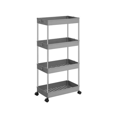 Rootz Gray Niche Shelf - Storage Rack - Organizer - PP Plastic - Stainless Steel Tubes - 22cm x 40cm x 88cm - 20kg Capacity