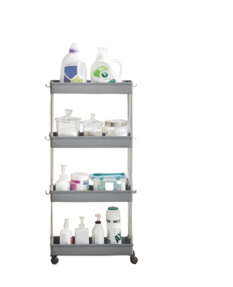 Rootz 4-Tier Kitchen Trolley - Kitchen Cart - Storage Shelf - Compact & Sturdy - 40 x 12.5 x 86 cm