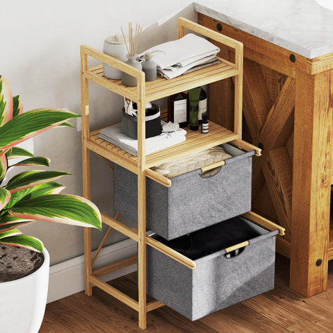 Rootz Bamboo Laundry Rack - Clothes Organizer - Storage Solution - Space Saving - 44W x 34D x 96H cm